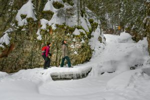 snowshoeing the Kadunce River gorge
