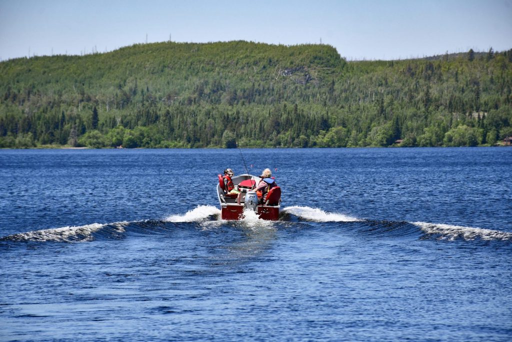 Fishing boat on a lake on the Gunflint Trail