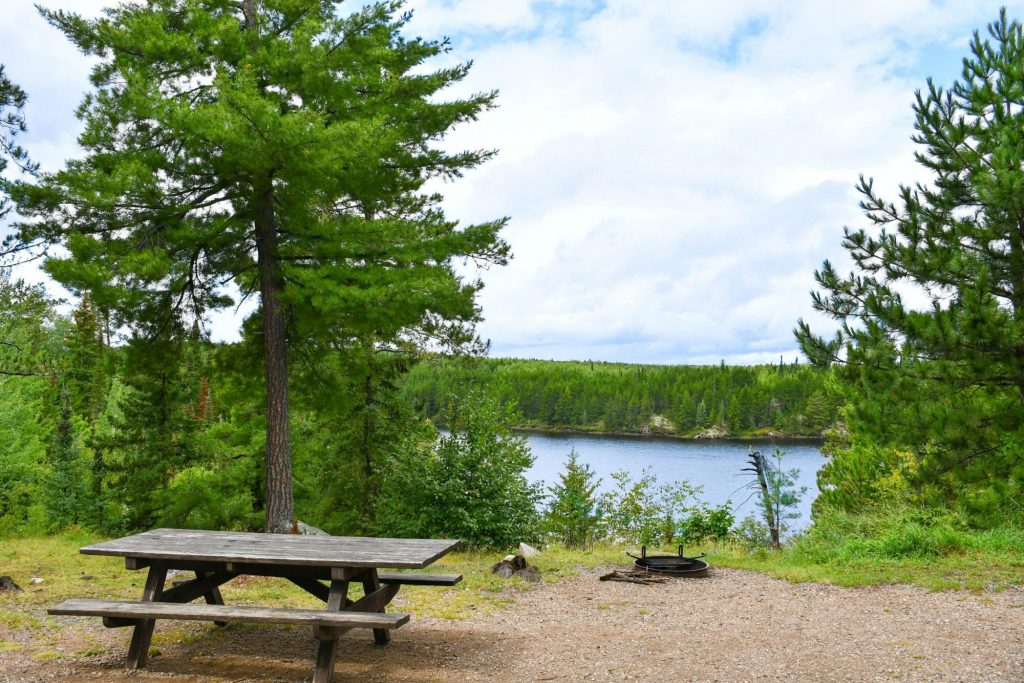 Campsite overlooking water at Trail's End Campground