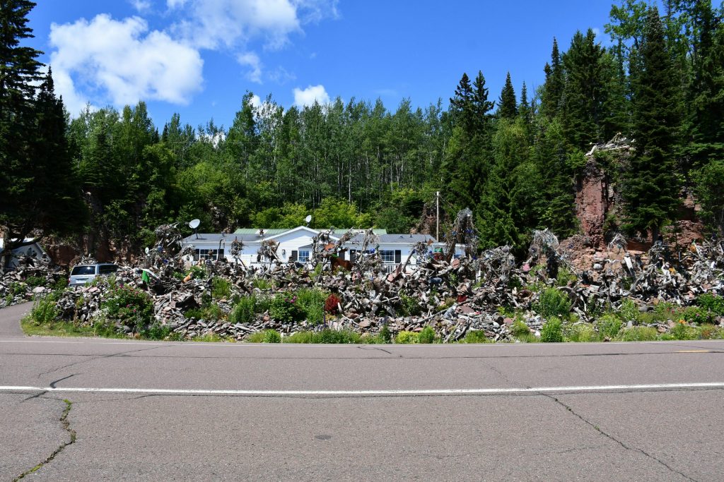 Driftwood and rock display, Hovland MN