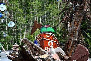 driftwood display near Grand Marais, MN