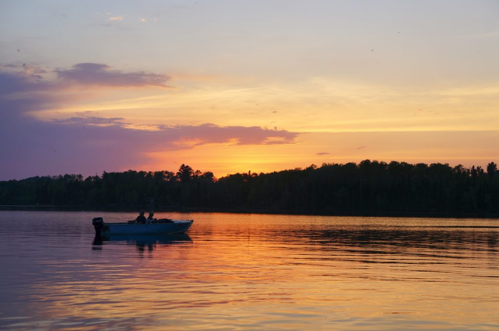 fishing at sunset in the Superior National Forest