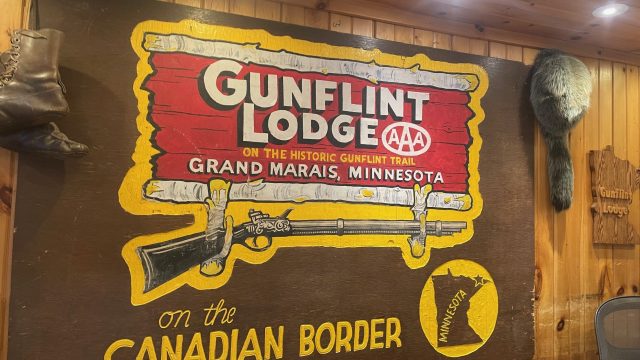 Gunflint Lodge vintage rifle sign – Mindy @ GL